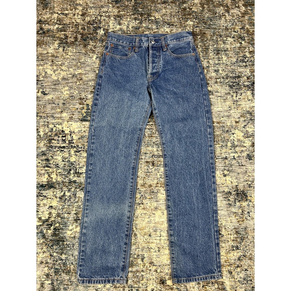 DEYLLO Western Style Straight Leg Button Fly Denim Jeans Indigo Blue 29x30